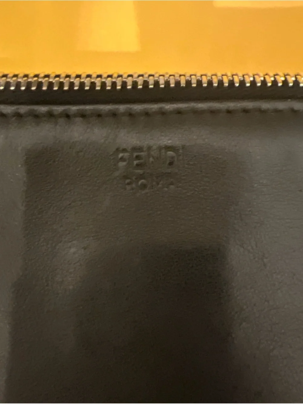 Fendi Monster Black Leather Clutch with Yellow Eye Appliqués